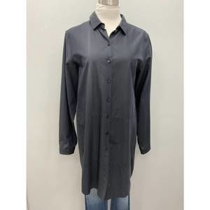 NEW PETER O. MAHLER long microstripe cotton shirt in navy